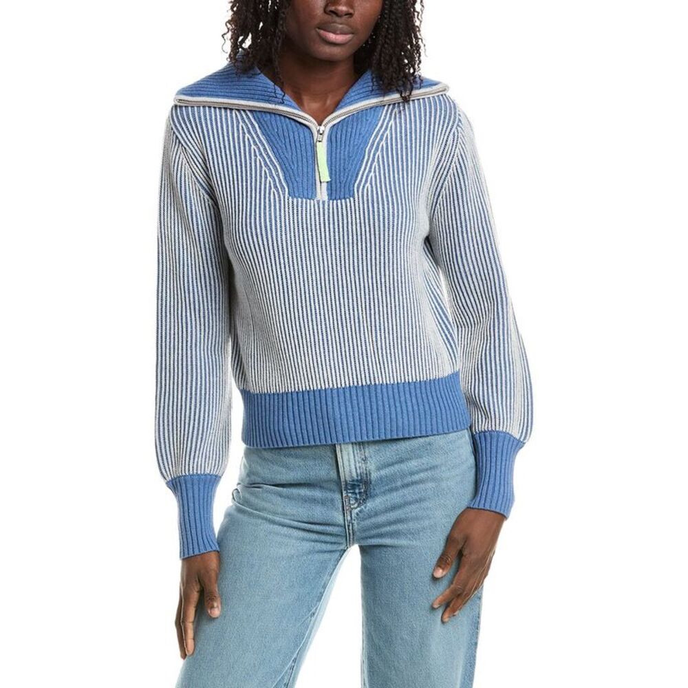 &Isla Womens  Verity Plaited Rib 1/4-Zip 100% Cashmere Sweater, White
